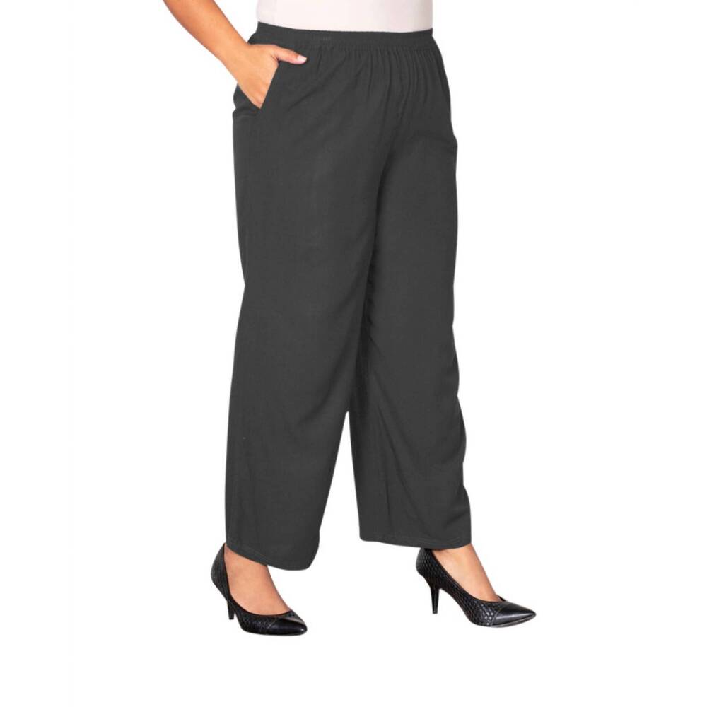 NEW ON THE PLUS SIDE wide leg rayon pants - plus in gray